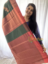 dark Green Kora Muslin Saree-VS650